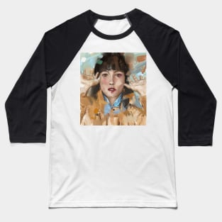 Contemporary Painting of a Beautiful Woman in a Chaotic Atmosphere Baseball T-Shirt